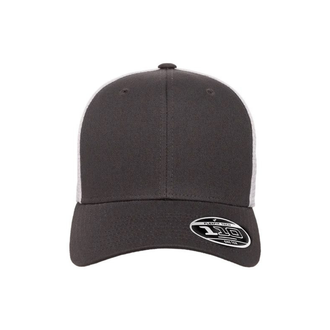 Flexfit 110M Custom Patch Trucker Hat – Mesh Back Snapback in Charcoal/White - view 2