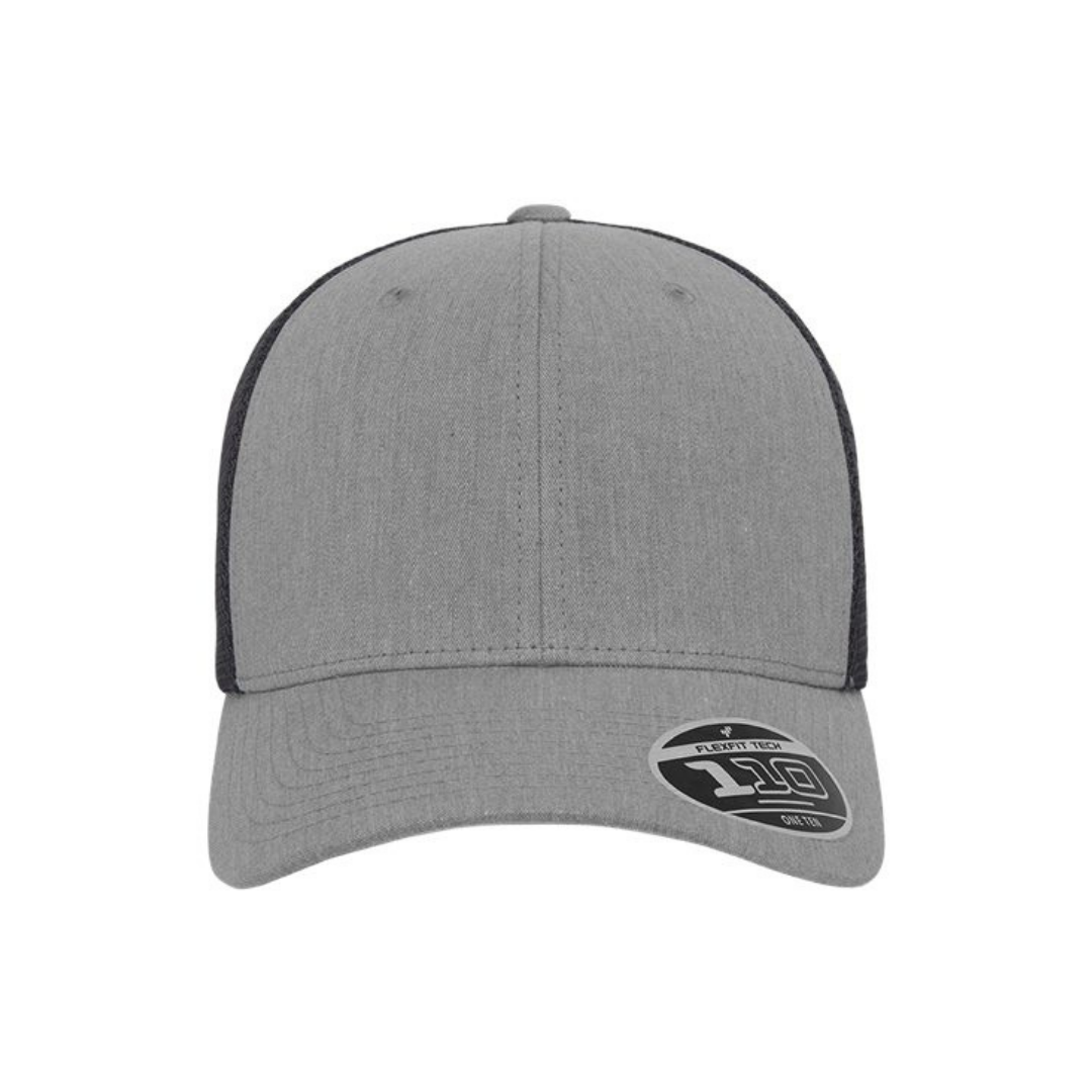 Flexfit 110M Custom Patch Trucker Hat – Mesh Back Snapback in Heather Gray/Black - view 2