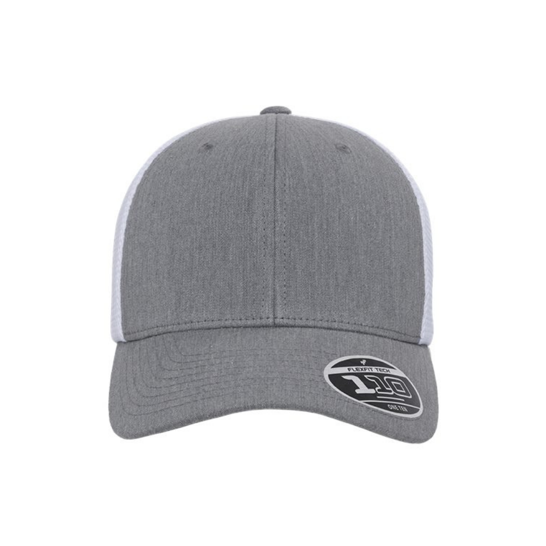 Flexfit 110M Custom Patch Trucker Hat – Mesh Back Snapback in Heather Gray/White - view 2