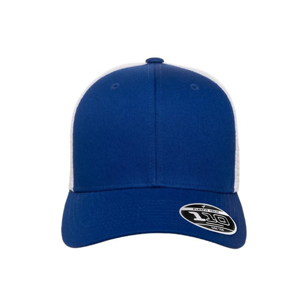 Flexfit 110M Custom Patch Trucker Hat – Mesh Back Snapback in Royal Blue/White - view 2