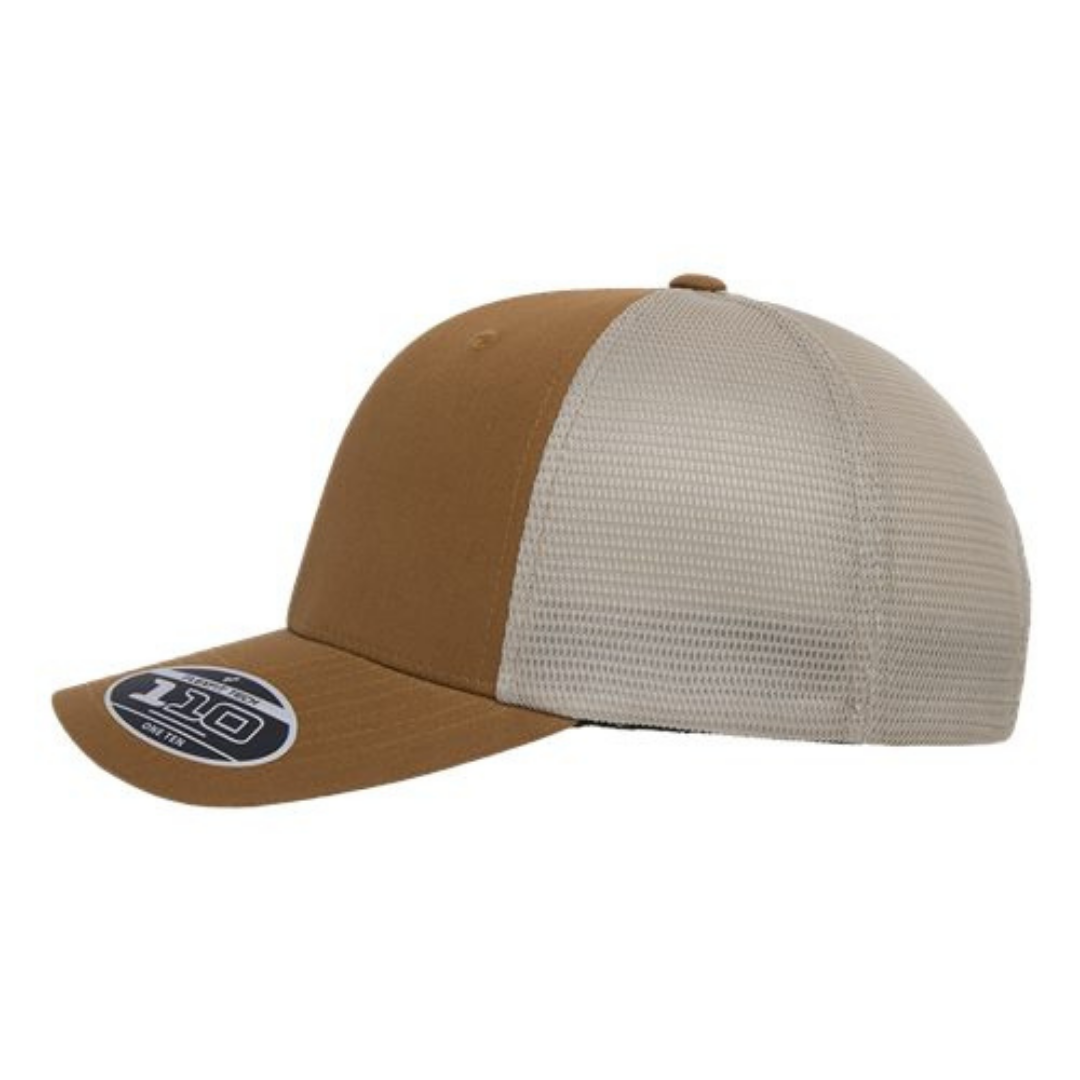 Flexfit 110M Custom Patch Trucker Hat – Mesh Back Snapback in Caramel/Khaki - view 3