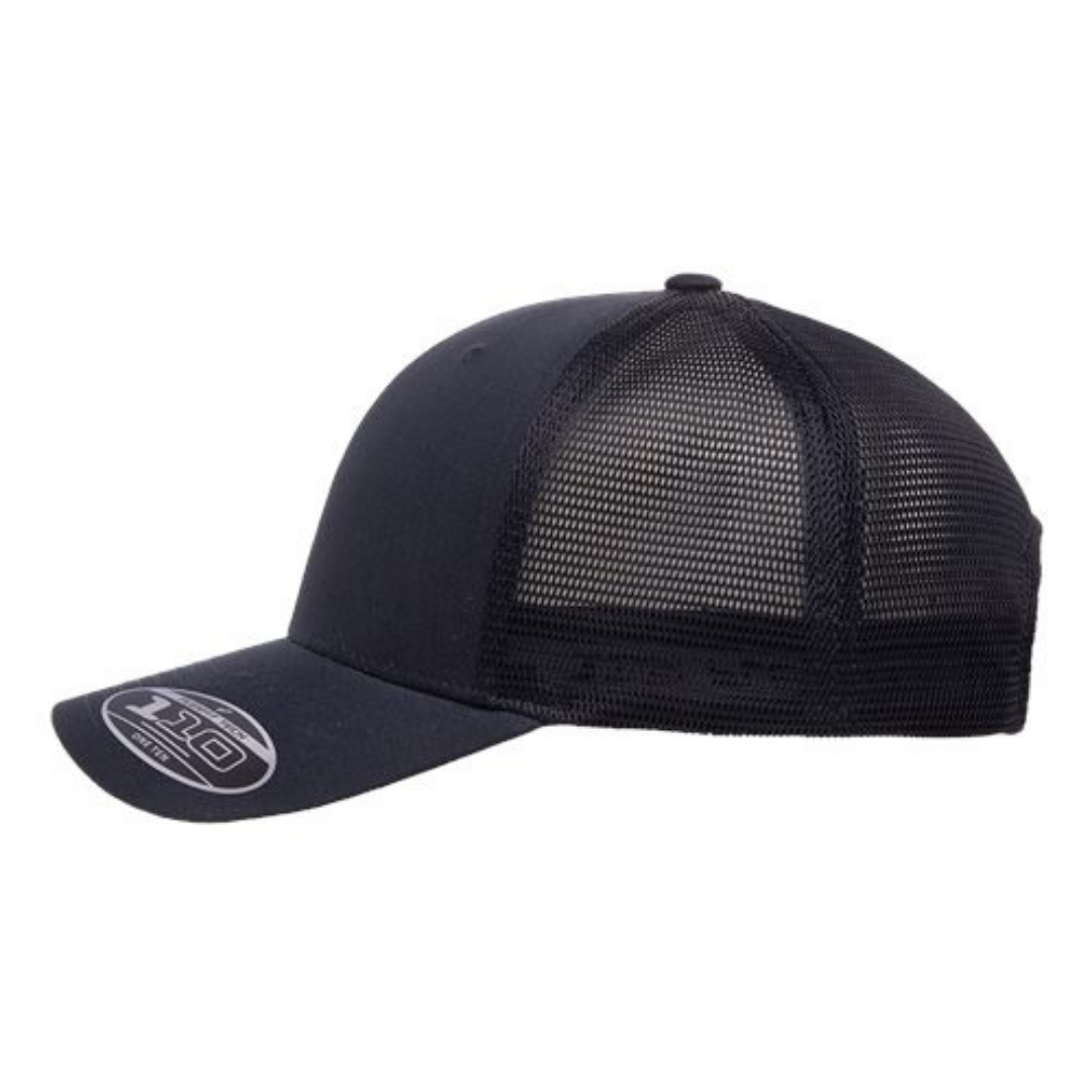 Flexfit 110M Custom Patch Trucker Hat – Mesh Back Snapback in Navy - view 2