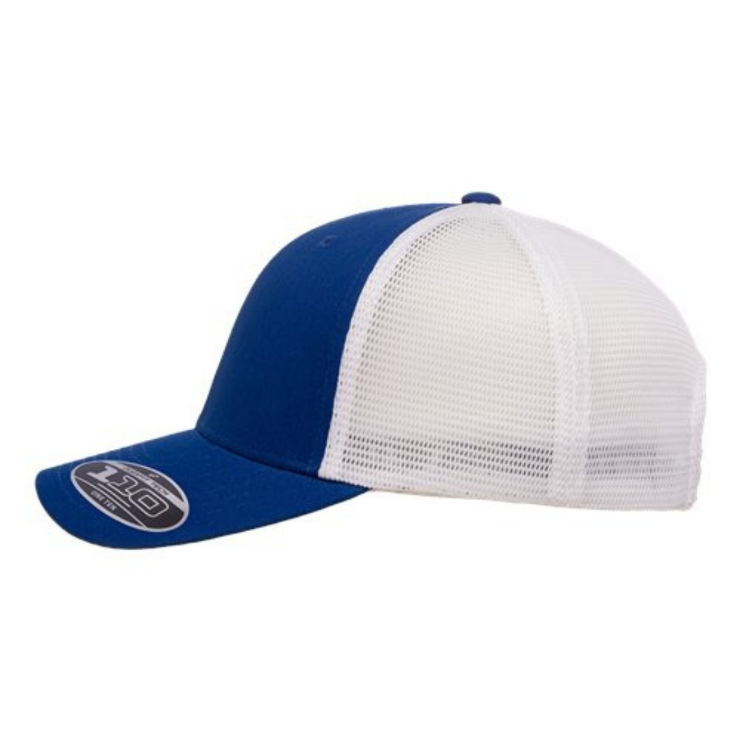 Flexfit 110M Custom Patch Trucker Hat – Mesh Back Snapback in Royal Blue/White - view 3