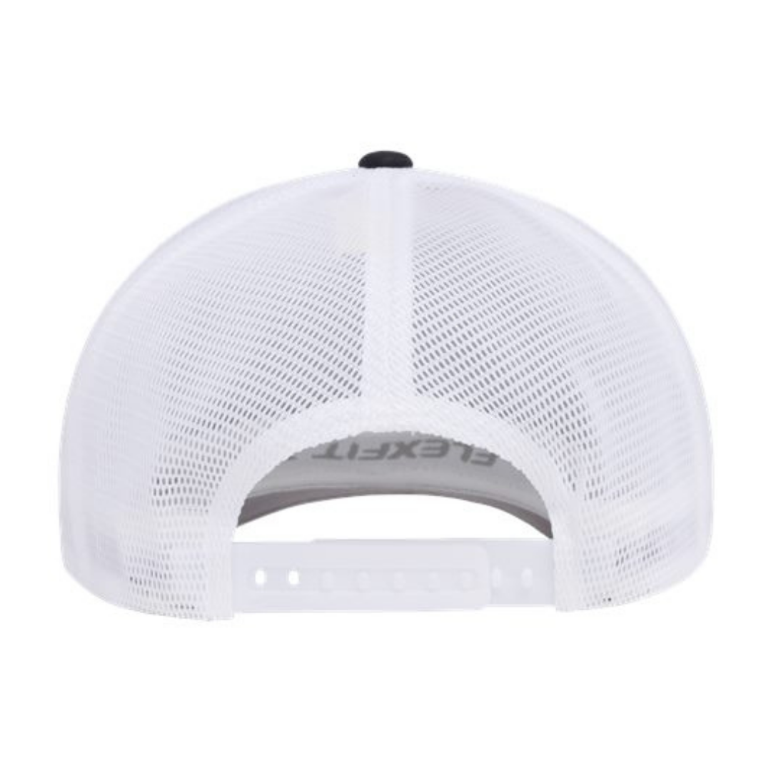 Flexfit 110M Custom Patch Trucker Hat – Mesh Back Snapback in Black/White - view 4