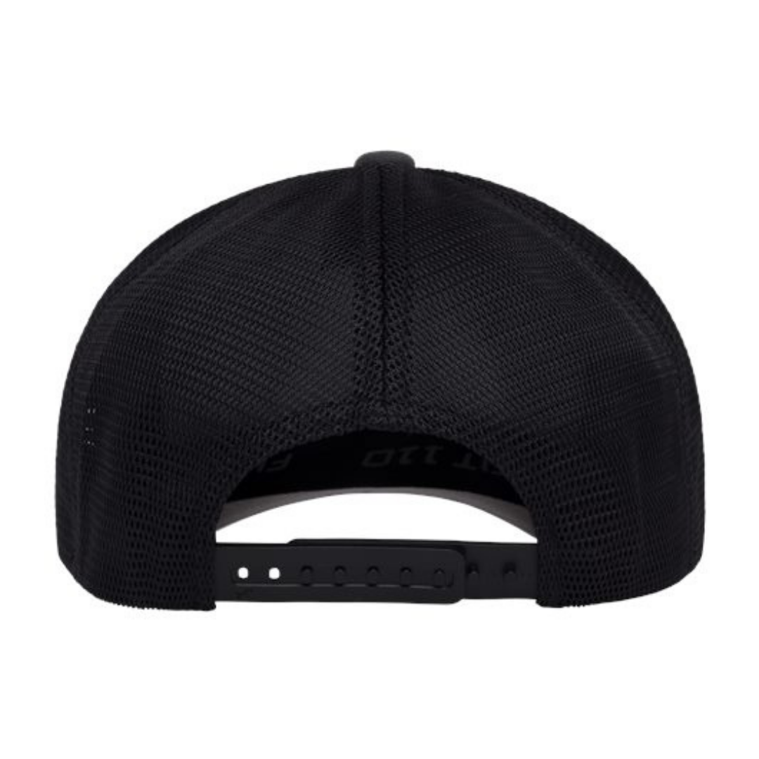 Flexfit 110M Custom Patch Trucker Hat – Mesh Back Snapback in Charcoal/Black - view 4