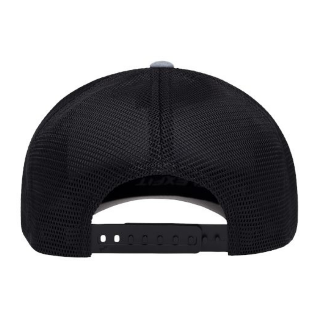 Flexfit 110M Custom Patch Trucker Hat – Mesh Back Snapback in Heather Gray/Black - view 4