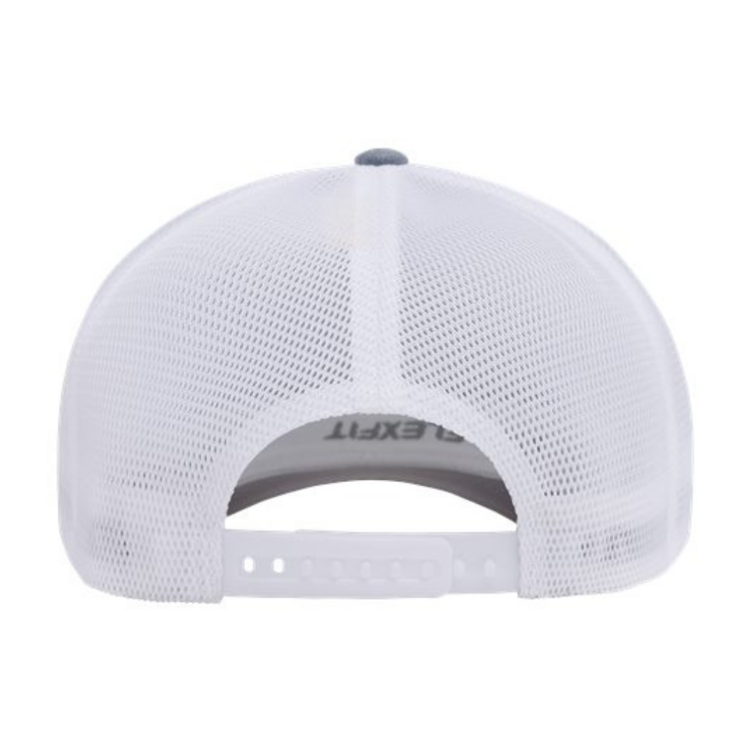 Flexfit 110M Custom Patch Trucker Hat – Mesh Back Snapback in Heather Gray/White - view 4