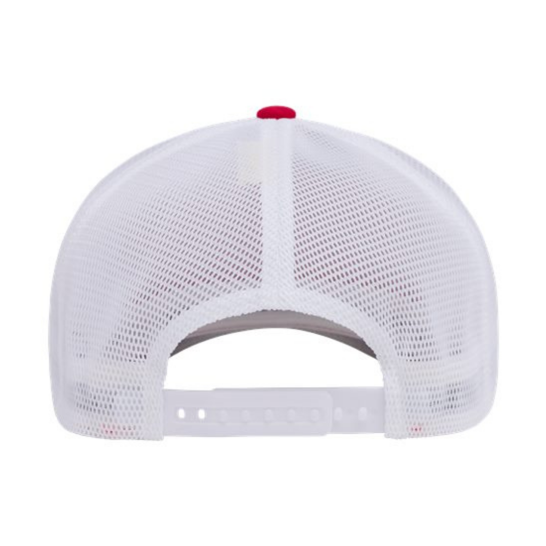 Flexfit 110M Custom Patch Trucker Hat – Mesh Back Snapback in Red/White - view 4