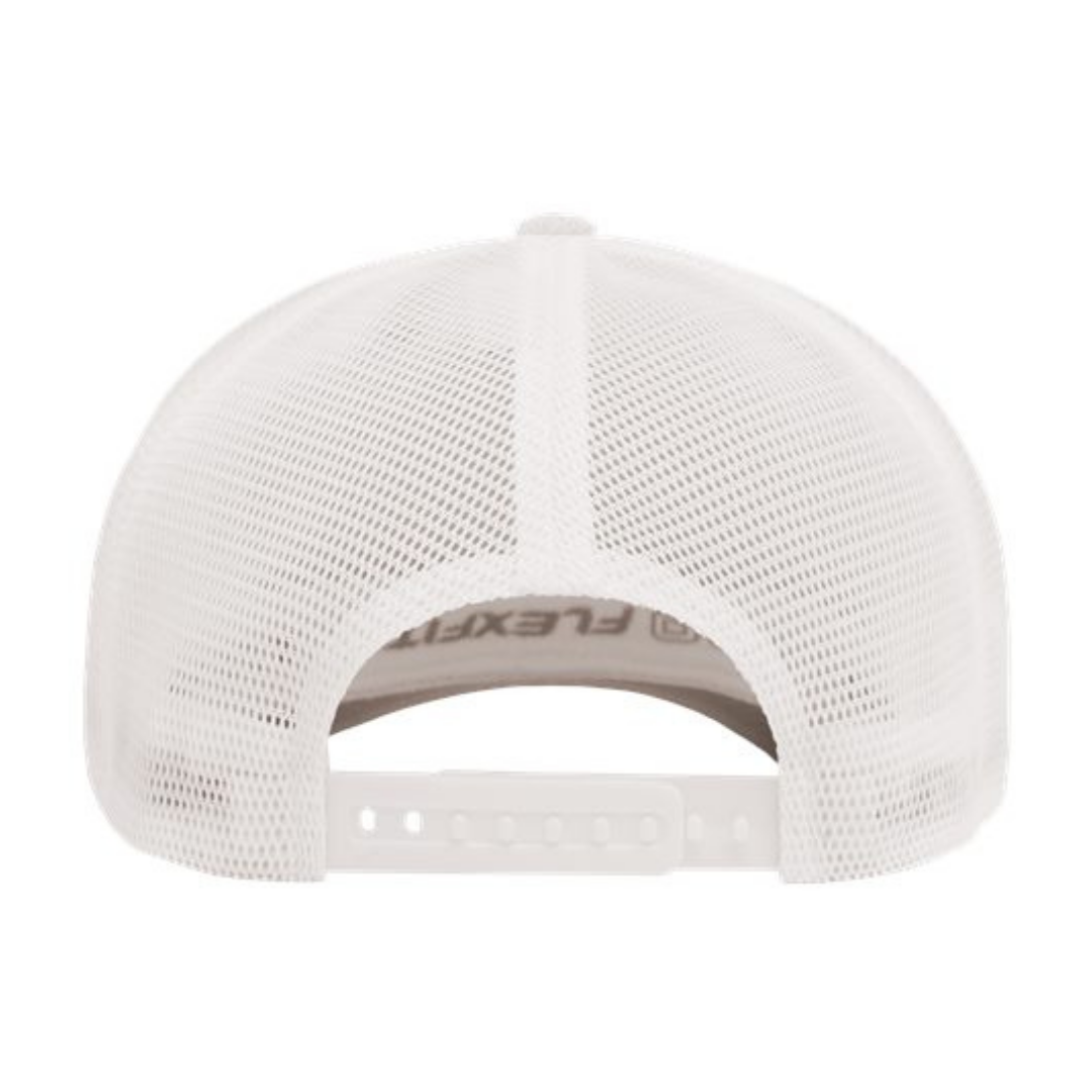 Flexfit 110M Custom Patch Trucker Hat – Mesh Back Snapback in White - view 4