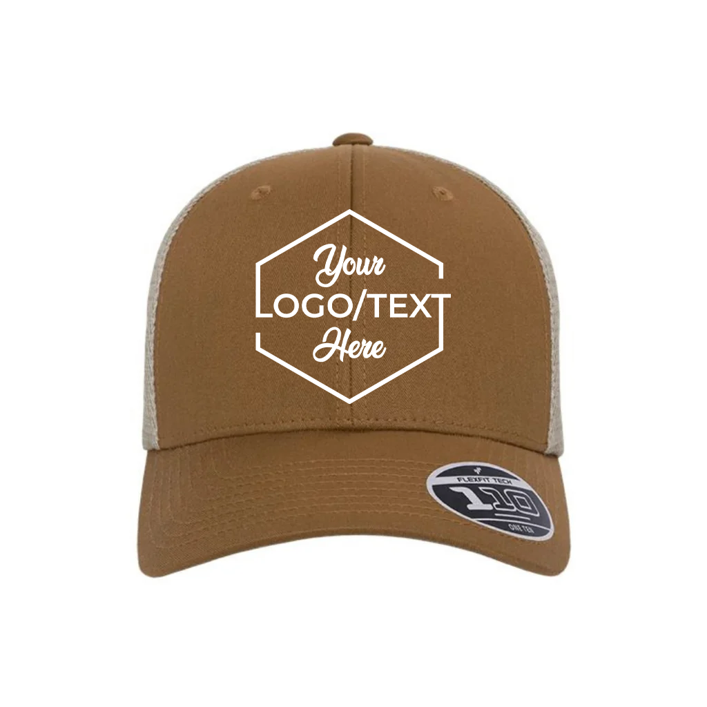Flexfit 110M Custom Patch Trucker Hat – Mesh Back Snapback in Caramel/Khaki - view 5