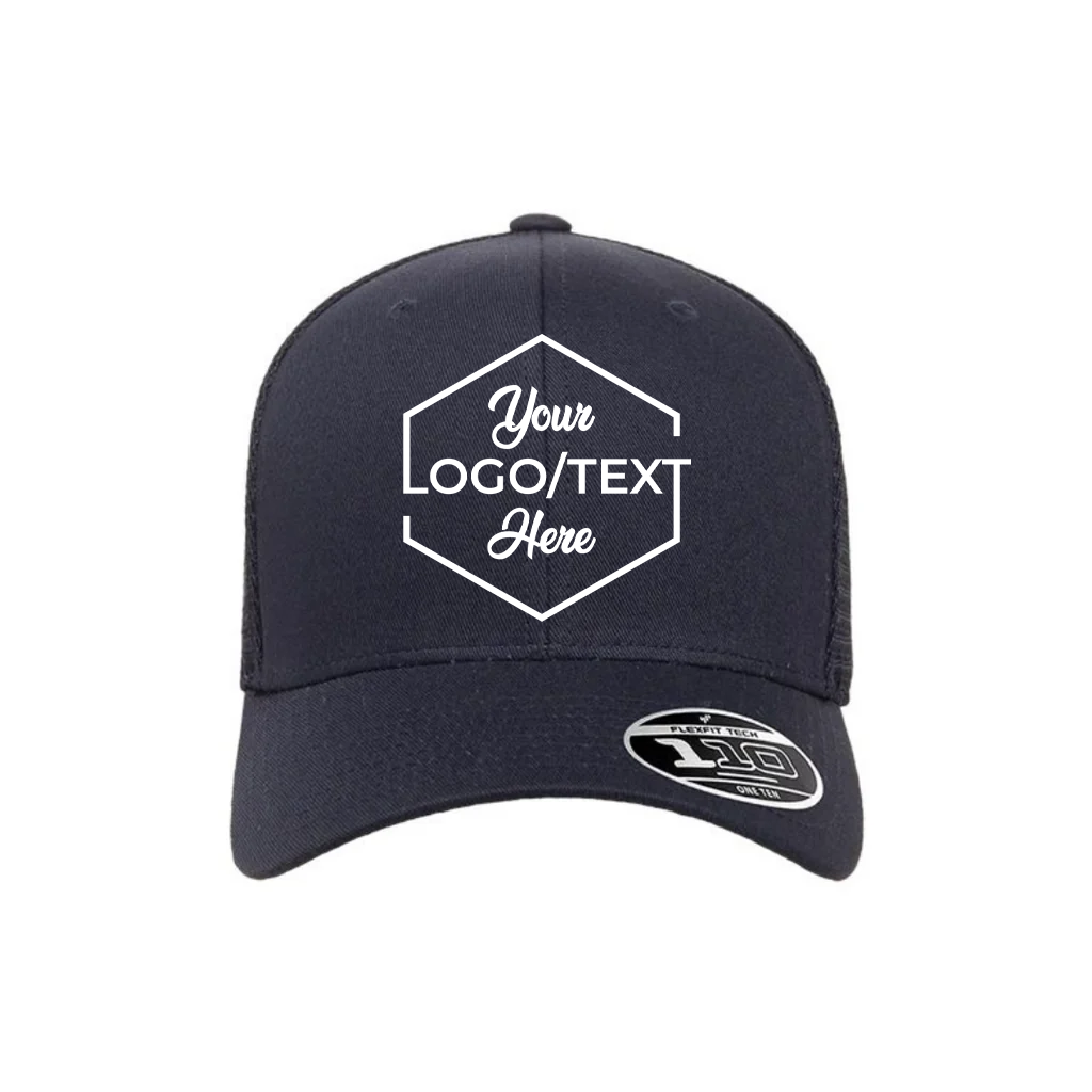 Flexfit 110M Custom Patch Trucker Hat – Mesh Back Snapback in Navy - view 5