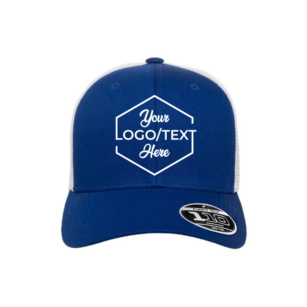 Flexfit 110M Custom Patch Trucker Hat – Mesh Back Snapback in Royal Blue/White - view 5