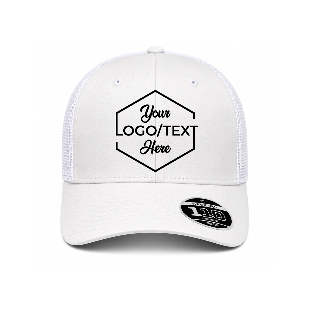 Flexfit 110M Custom Patch Trucker Hat – Mesh Back Snapback in White - view 5