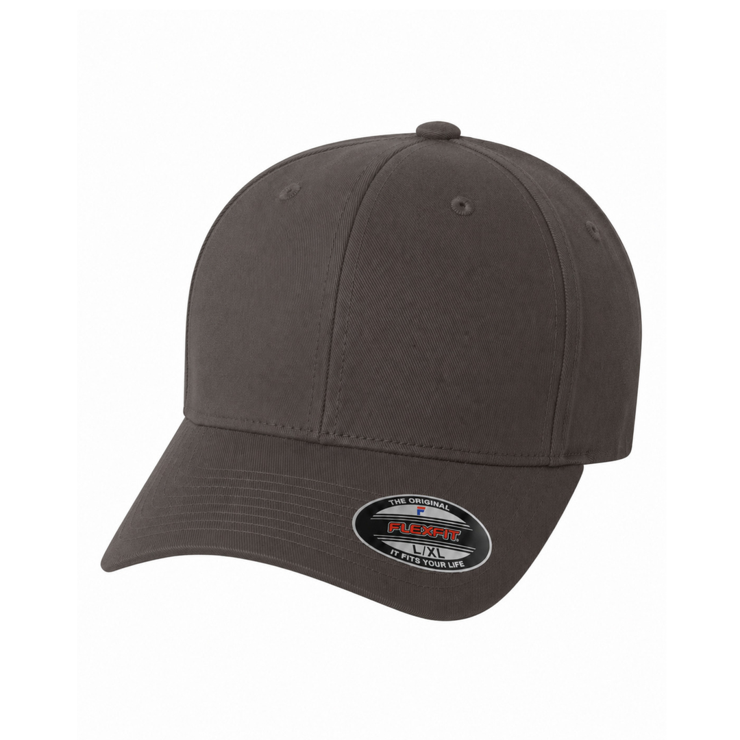 Flexfit 6277 Custom Patch Fitted Baseball Cap – Curved Visor in Charcoal