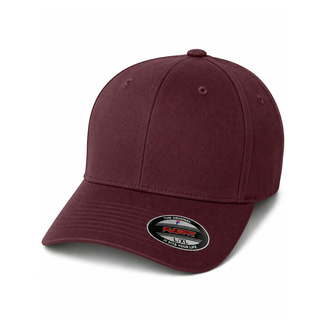 Flexfit 6277 Custom Patch Fitted Baseball Cap – Curved Visor in Maroon