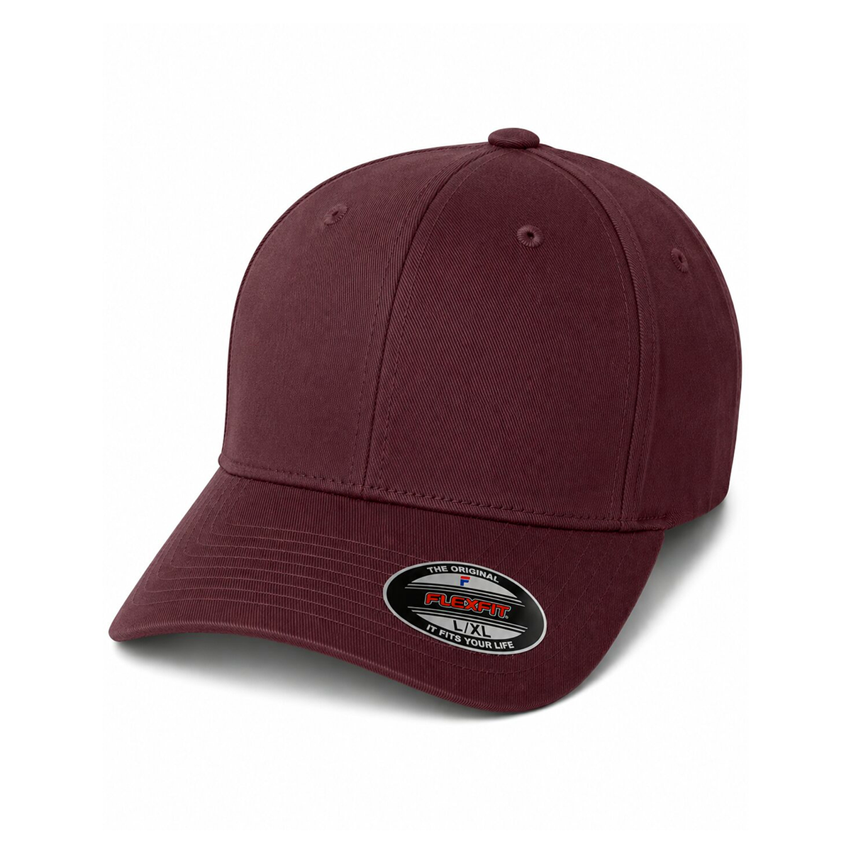 Flexfit 6277 Custom Patch Fitted Baseball Cap – Curved Visor in Maroon