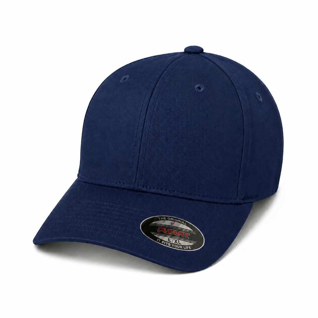 Flexfit 6277 Custom Patch Fitted Baseball Cap – Curved Visor in Navy