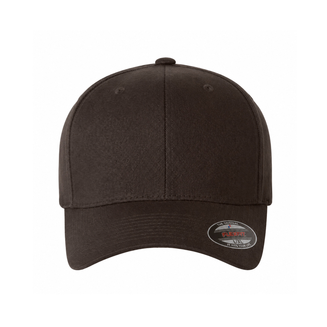Flexfit 6277 Custom Patch Fitted Baseball Cap – Curved Visor in Brown - view 2