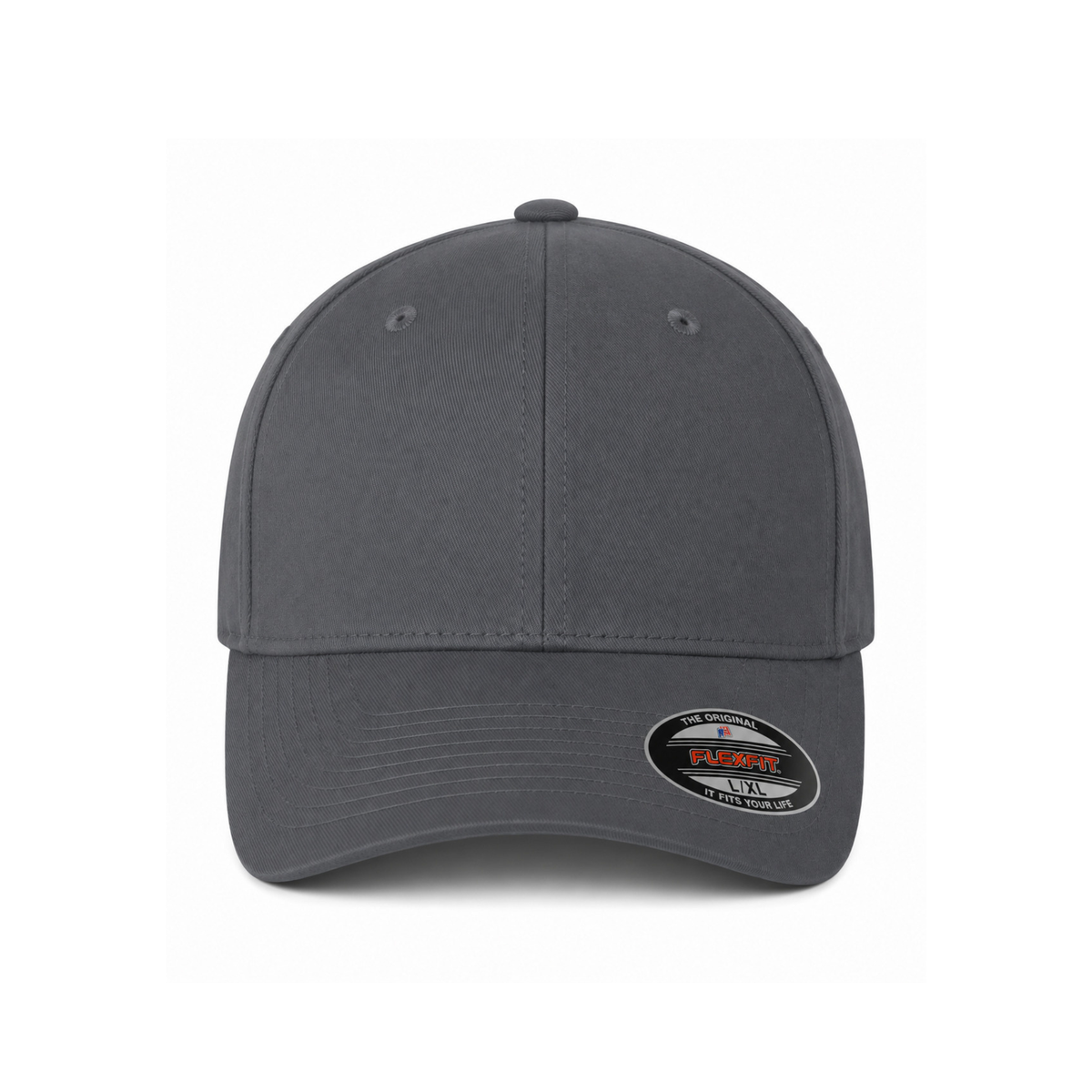 Flexfit 6277 Custom Patch Fitted Baseball Cap – Curved Visor in Heather Gray - view 2