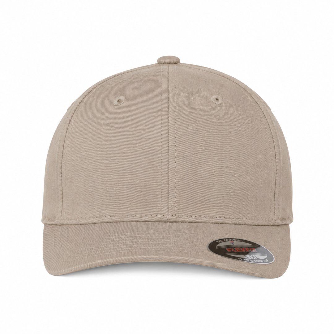 Flexfit 6277 Custom Patch Fitted Baseball Cap – Curved Visor in Khaki - view 2