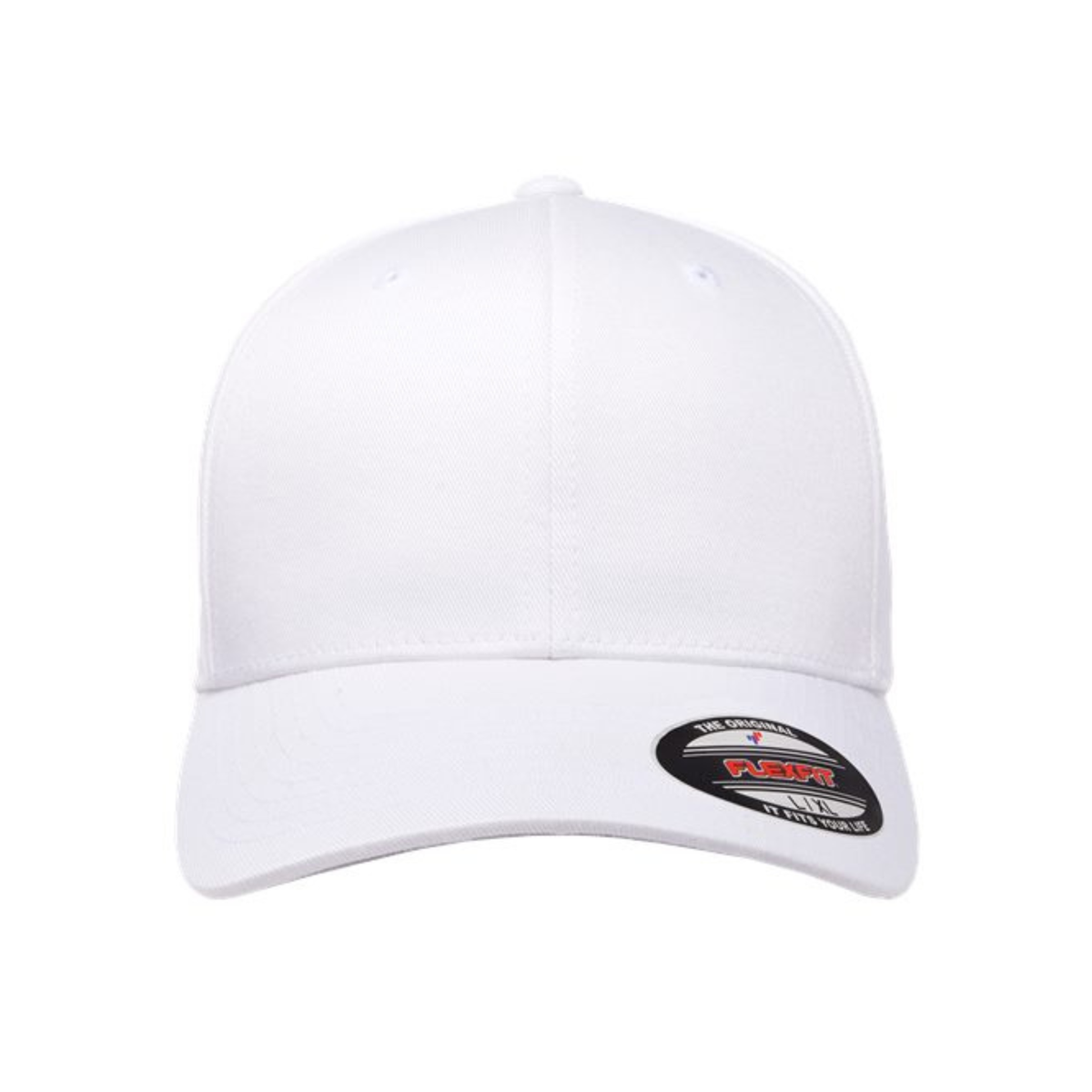 Flexfit 6277 Custom Patch Fitted Baseball Cap – Curved Visor in White - view 2