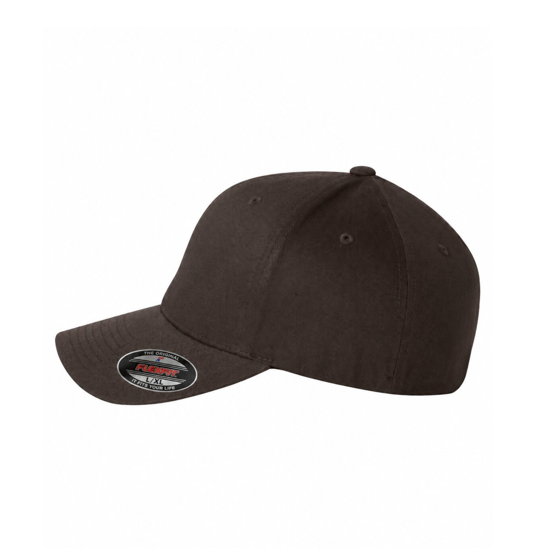 Flexfit 6277 Custom Patch Fitted Baseball Cap – Curved Visor in Brown - view 3