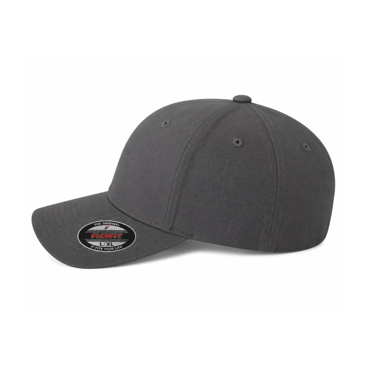 Flexfit 6277 Custom Patch Fitted Baseball Cap – Curved Visor in Dark Gray - view 3