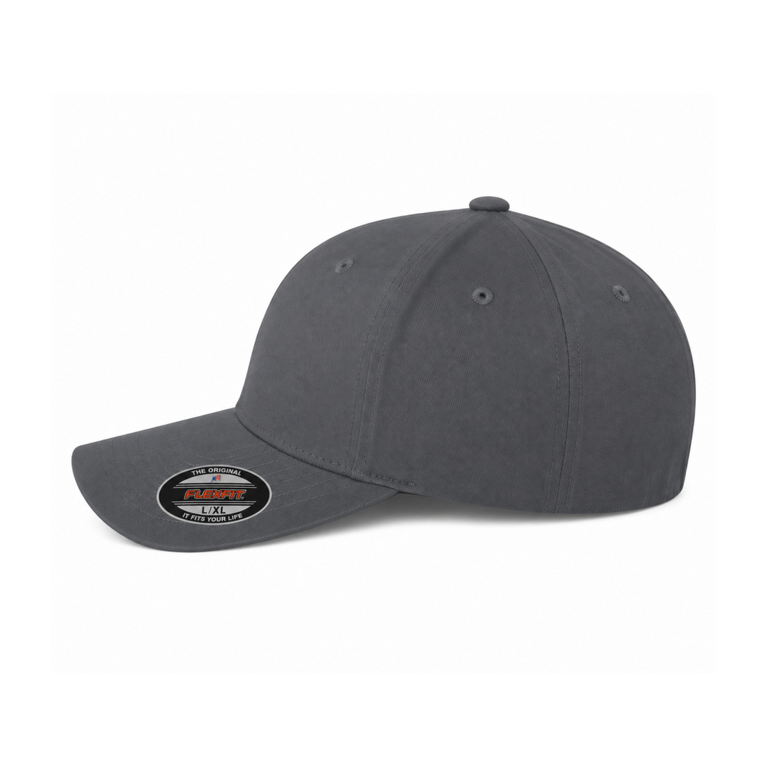Flexfit 6277 Custom Patch Fitted Baseball Cap – Curved Visor in Heather Gray - view 3