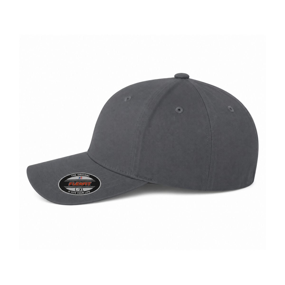 Flexfit 6277 Custom Patch Fitted Baseball Cap – Curved Visor in Heather Gray - view 3