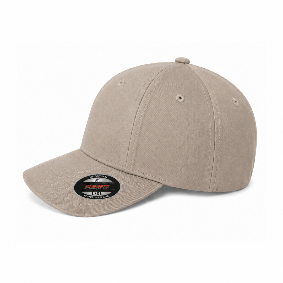Flexfit 6277 Custom Patch Fitted Baseball Cap – Curved Visor in Khaki - view 3