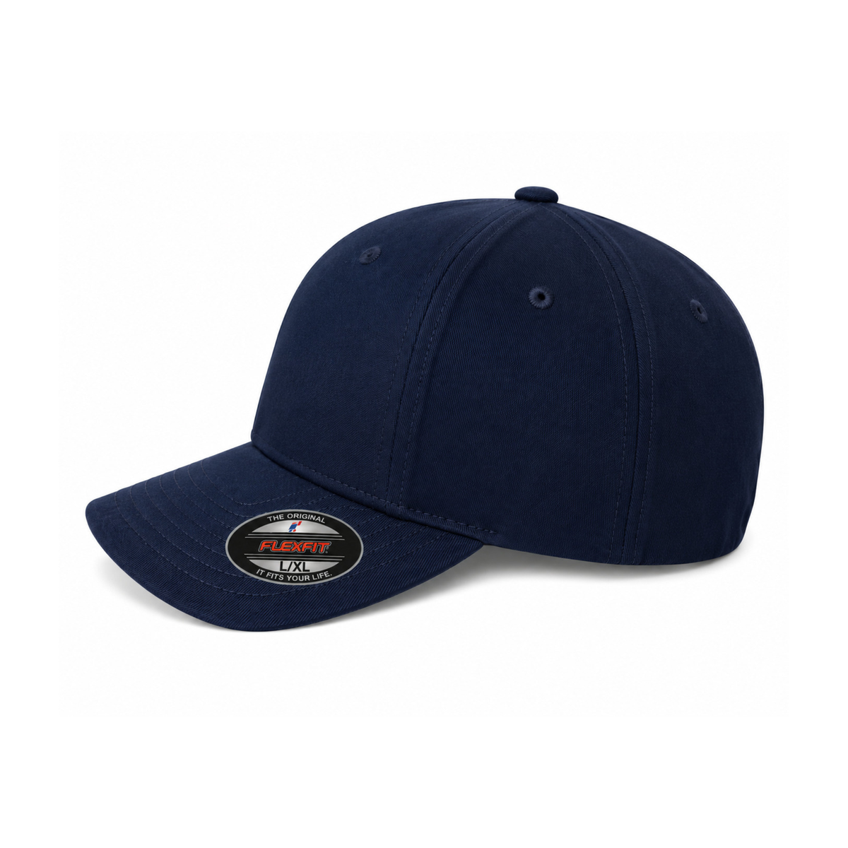 Flexfit 6277 Custom Patch Fitted Baseball Cap – Curved Visor in Navy - view 3
