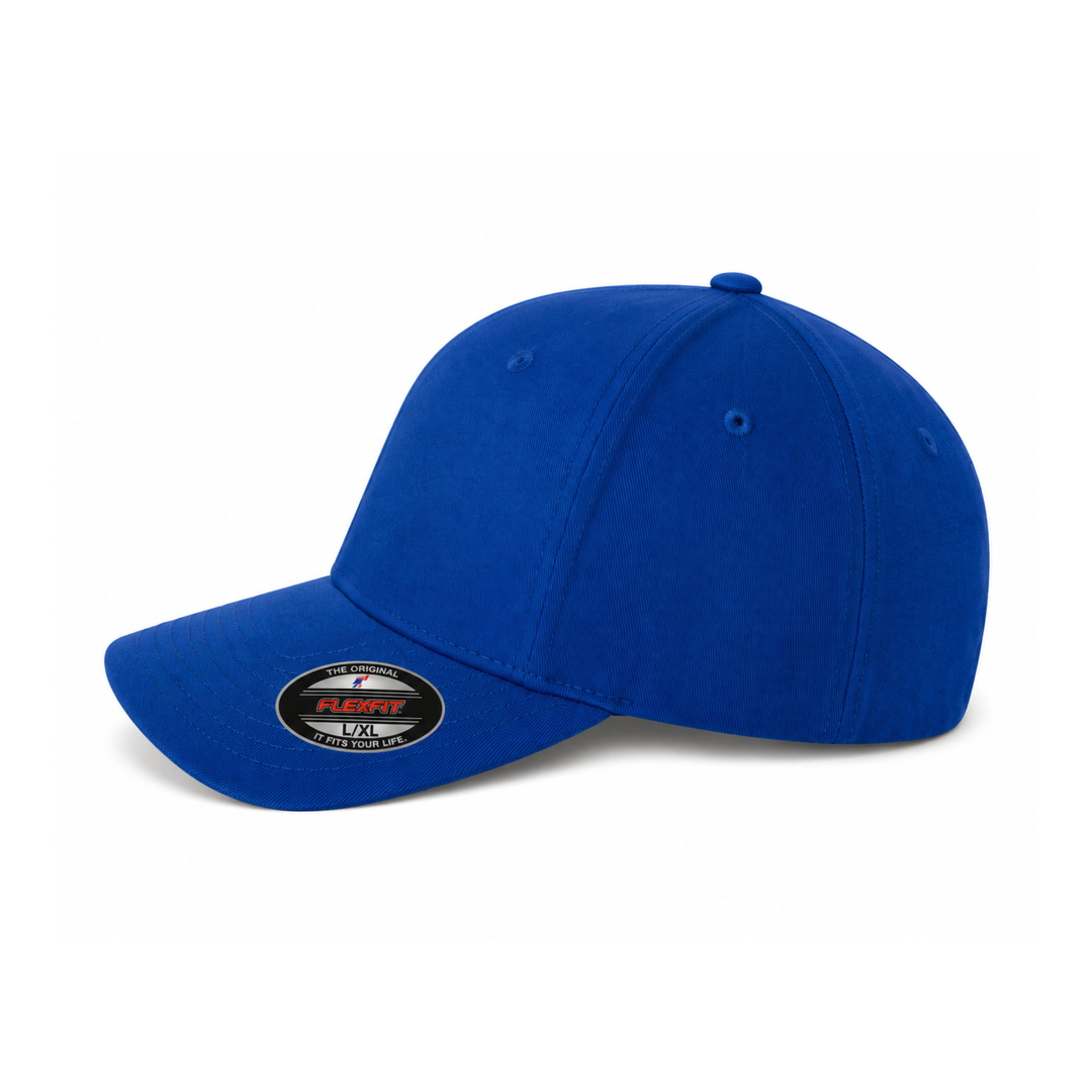 Flexfit 6277 Custom Patch Fitted Baseball Cap – Curved Visor in Royal Blue - view 3