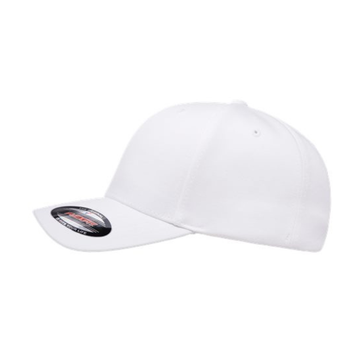 Flexfit 6277 Custom Patch Fitted Baseball Cap – Curved Visor in White - view 3