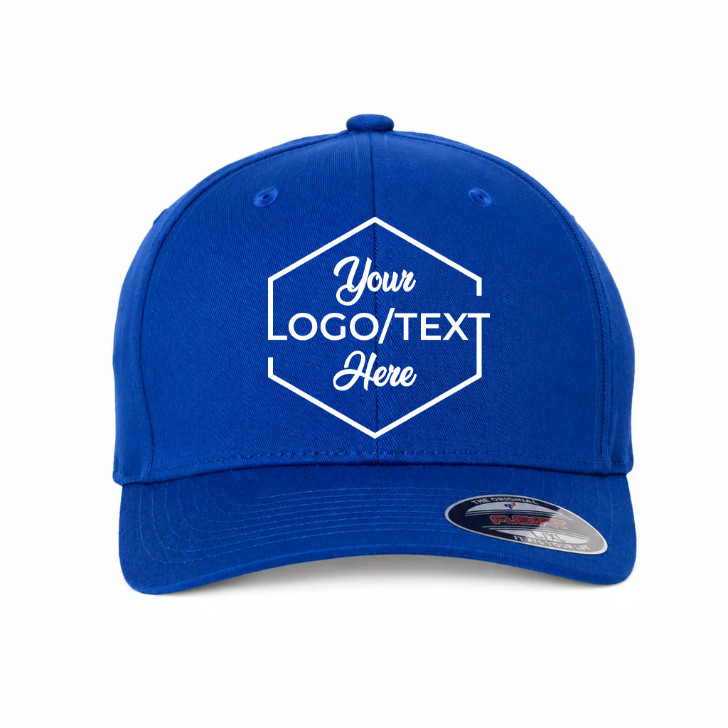 Flexfit 6277 Custom Patch Fitted Baseball Cap – Curved Visor in Royal Blue - view 5
