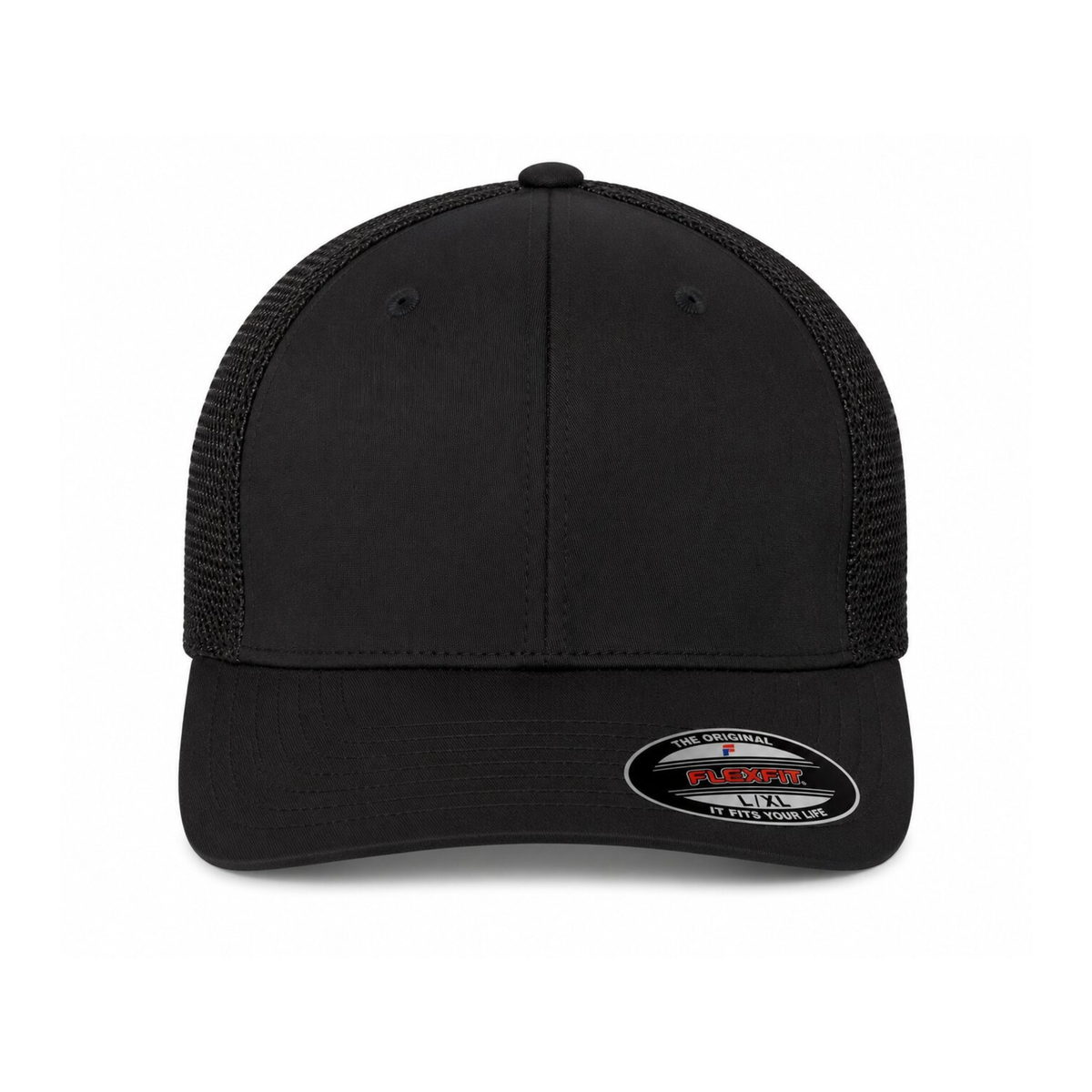 Flexfit 6511 Custom Patch Fitted Trucker Hat – Stretch-Fit Mesh Back in Black - view 2