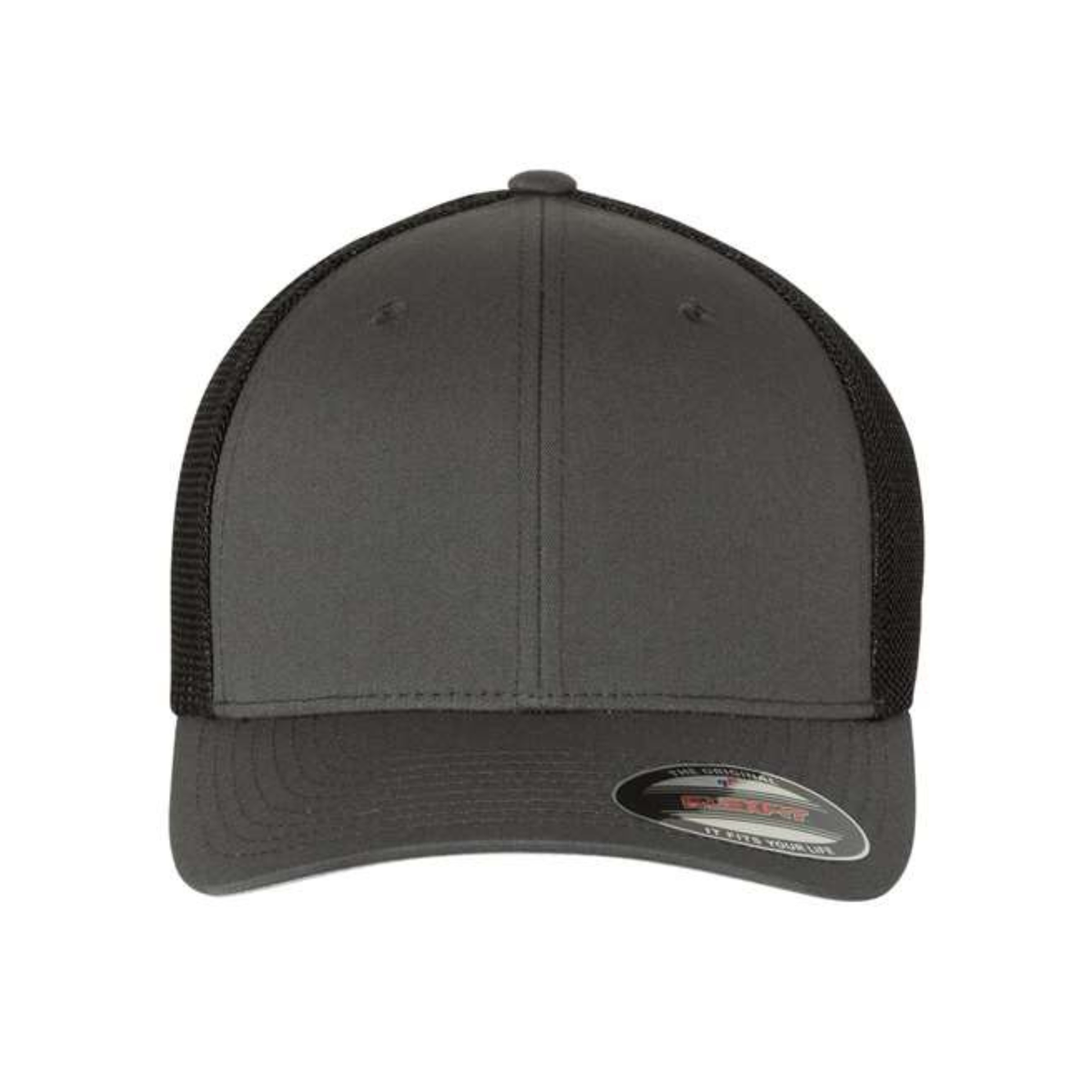 Flexfit 6511 Custom Patch Fitted Trucker Hat – Stretch-Fit Mesh Back in Charcoal Black - view 2