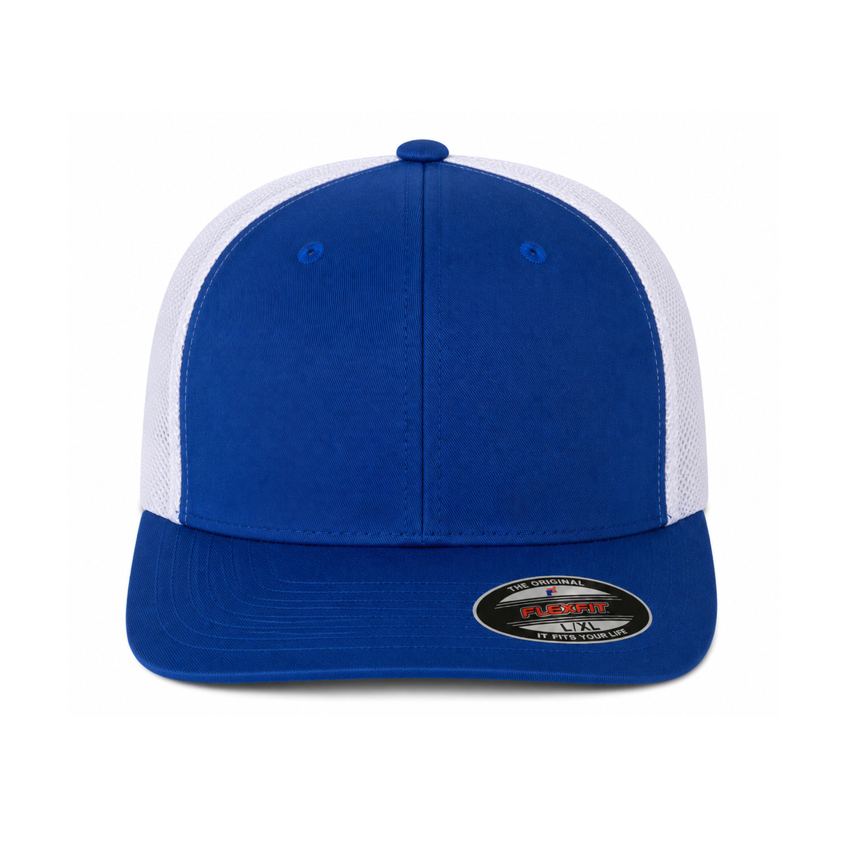 Flexfit 6511 Custom Patch Fitted Trucker Hat – Stretch-Fit Mesh Back in Royal Blue/White - view 2