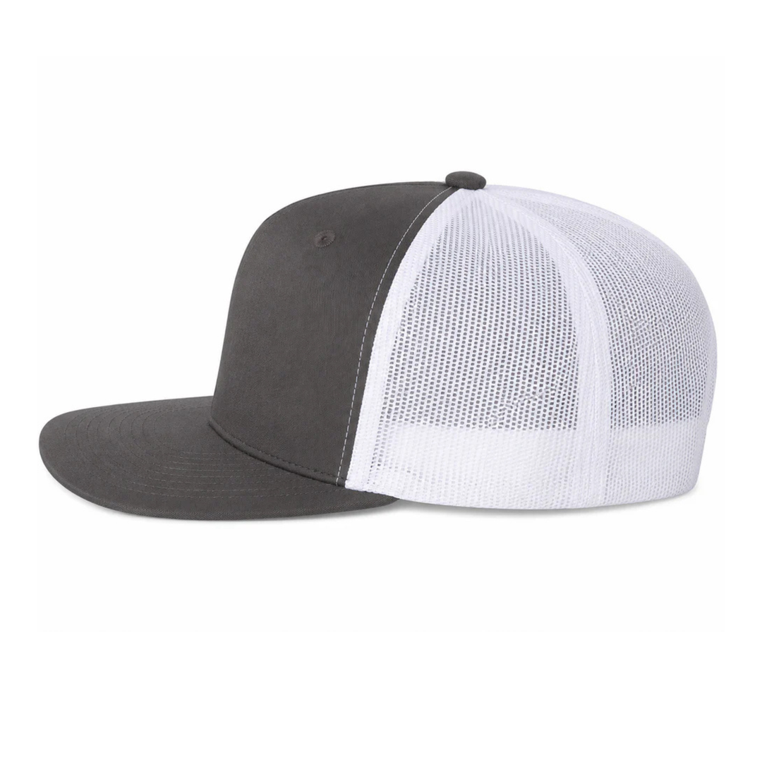 Flexfit 6511 Custom Patch Fitted Trucker Hat – Stretch-Fit Mesh Back in Charcoal/White - view 3