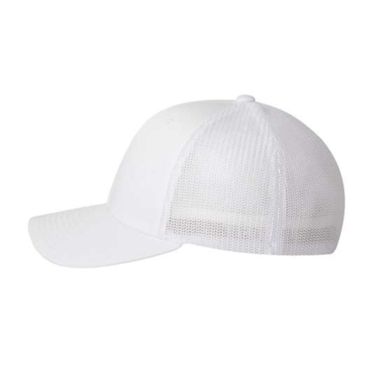 Flexfit 6511 Custom Patch Fitted Trucker Hat – Stretch-Fit Mesh Back in White - view 3