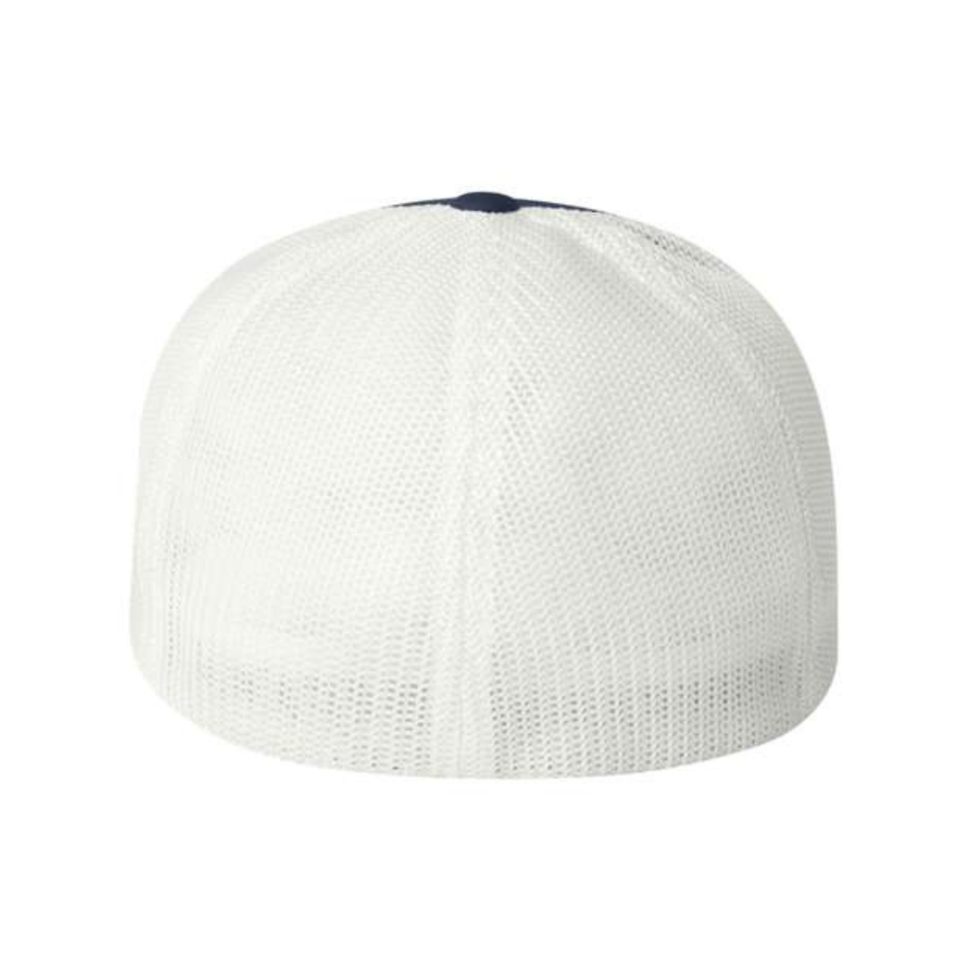 Flexfit 6511 Custom Patch Fitted Trucker Hat – Stretch-Fit Mesh Back in Navy/White - view 4