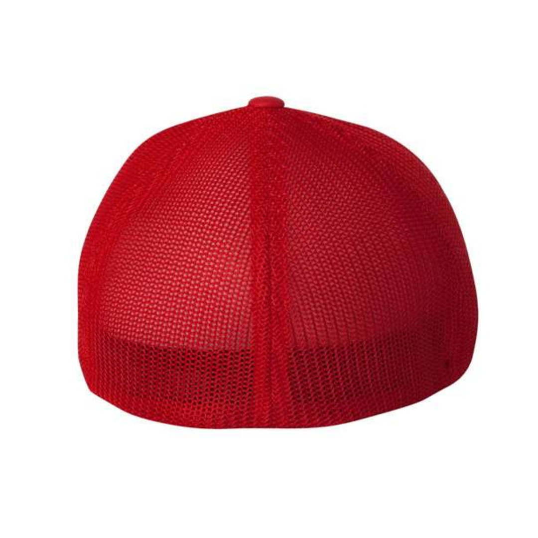 Flexfit 6511 Custom Patch Fitted Trucker Hat – Stretch-Fit Mesh Back in Red - view 4