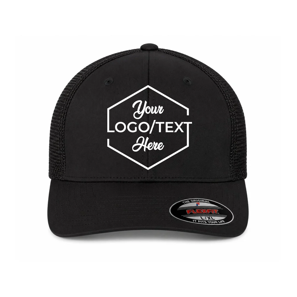 Flexfit 6511 Custom Patch Fitted Trucker Hat – Stretch-Fit Mesh Back in Black - view 5