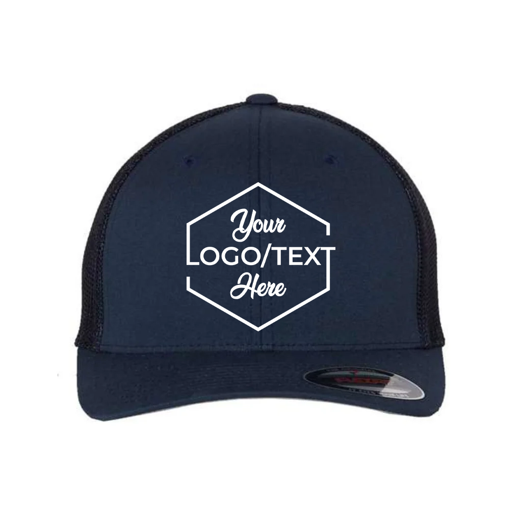 Flexfit 6511 Custom Patch Fitted Trucker Hat – Stretch-Fit Mesh Back in Navy - view 5