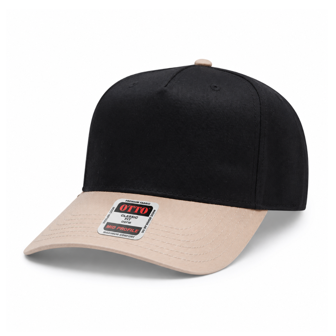 Otto Cap 31-069 Custom Patch 5-Panel Baseball Cap – Snapback in Black/Khaki