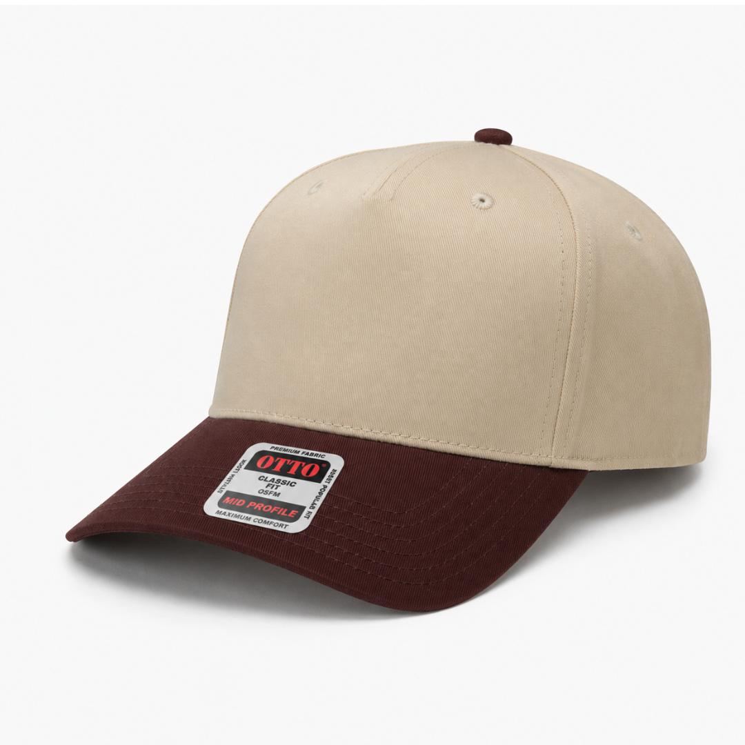 Otto Cap 31-069 Custom Patch 5-Panel Baseball Cap – Snapback in Khaki/Brown