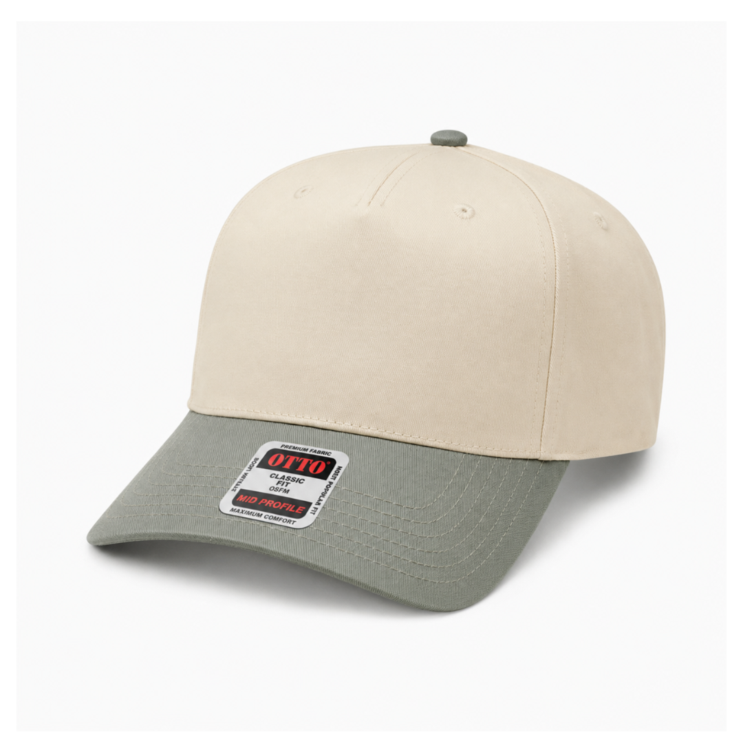 Otto Cap 31-069 Custom Patch 5-Panel Baseball Cap – Snapback in Natural/Sage Green