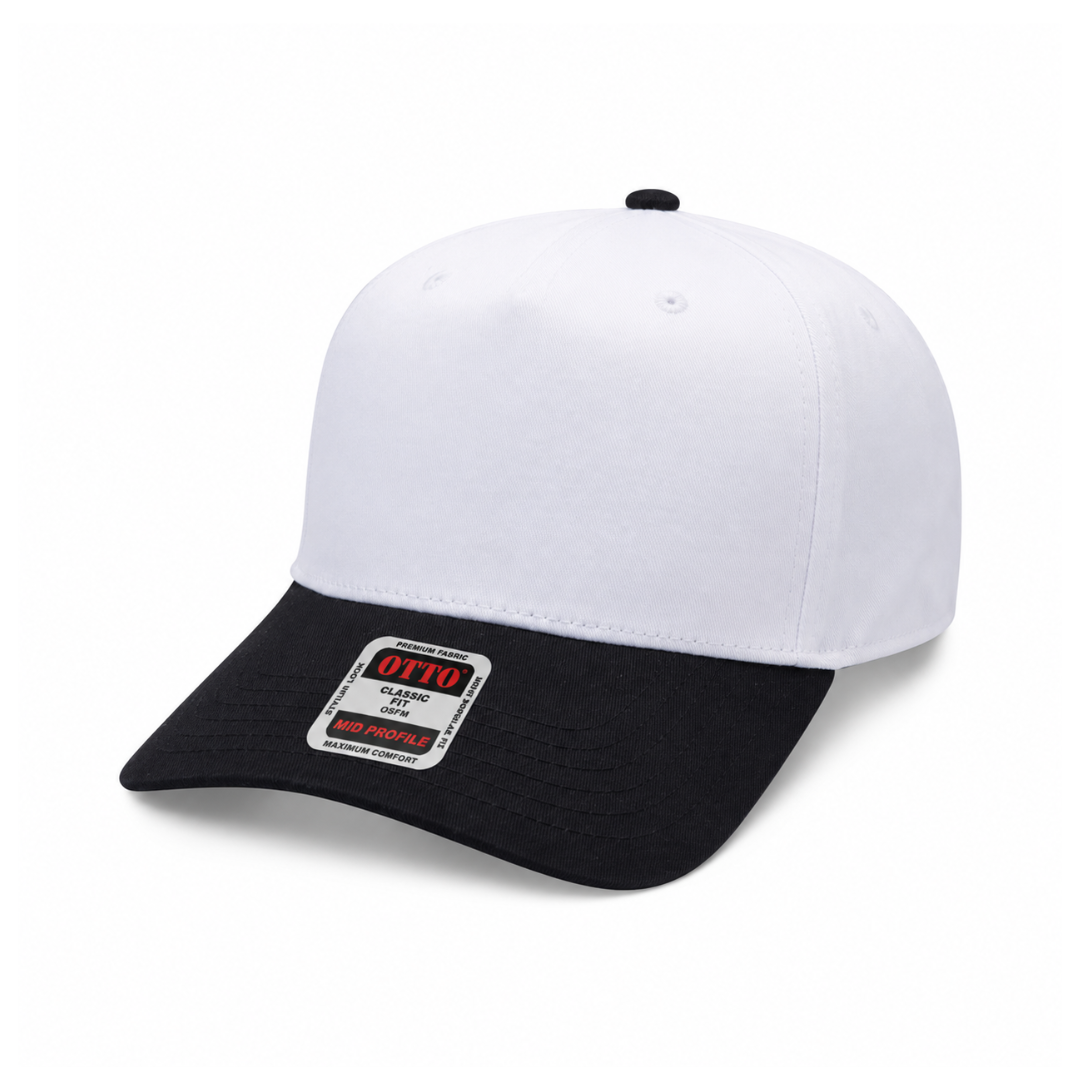 Otto Cap 31-069 Custom Patch 5-Panel Baseball Cap – Snapback in White/Black