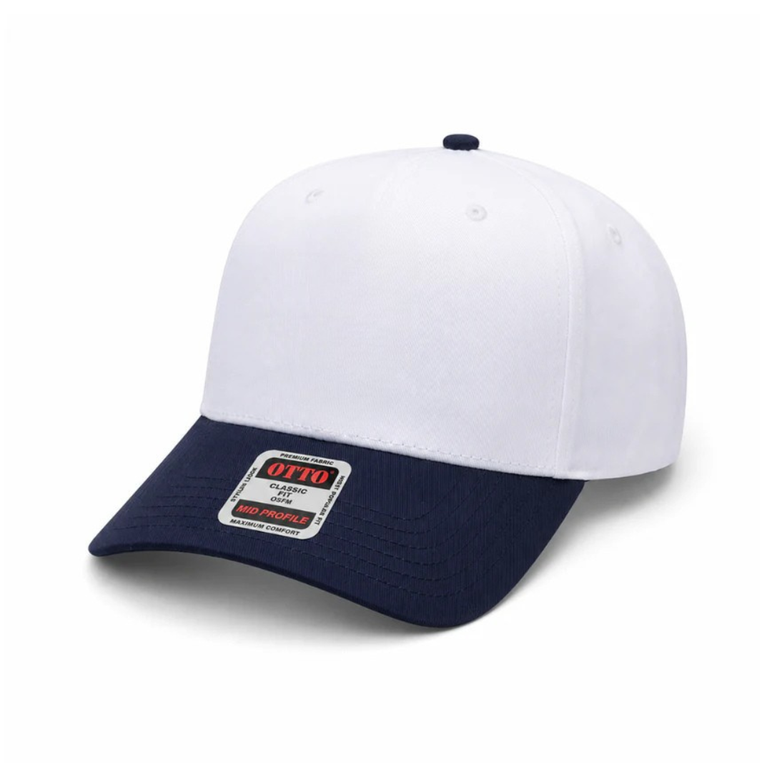 Otto Cap 31-069 Custom Patch 5-Panel Baseball Cap – Snapback in White/Navy