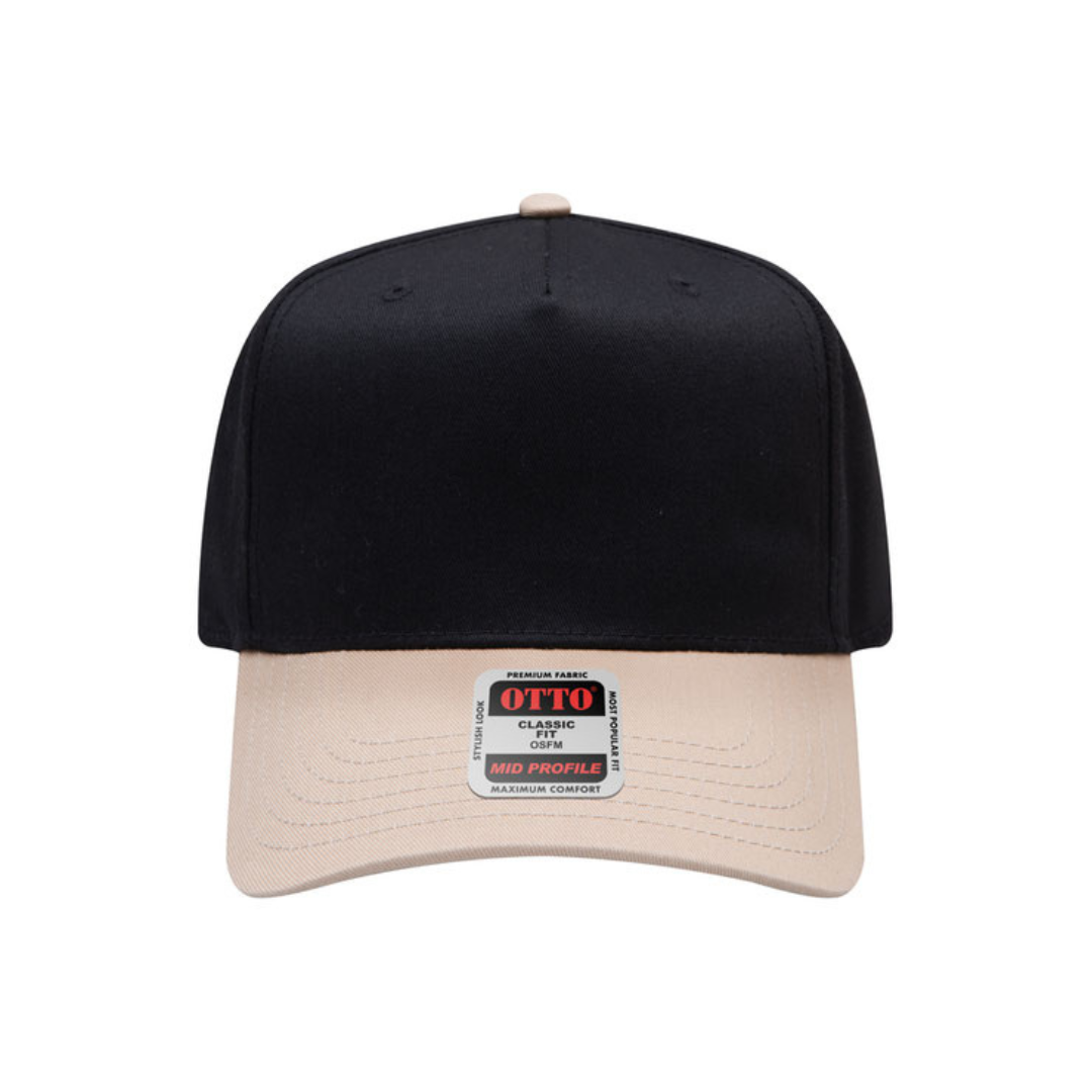 Otto Cap 31-069 Custom Patch 5-Panel Baseball Cap – Snapback in Black/Khaki - view 2