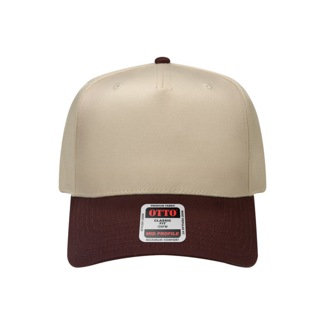 Otto Cap 31-069 Custom Patch 5-Panel Baseball Cap – Snapback in Khaki/Brown - view 2
